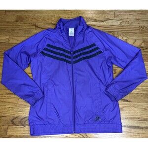 Retro 90's Style Adidas Windbreaker Jacket Sz Large Purple Full Zip Trefoil Logo